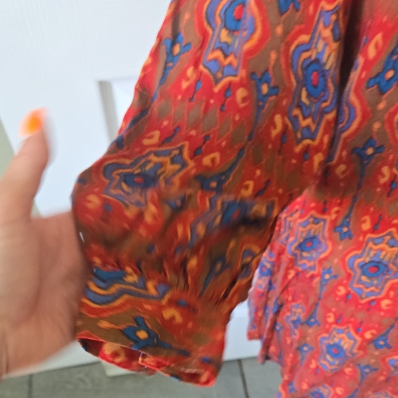 🧡✨‎ Tiny Anthropologie Boho Red Printed Tunic Dress — Size M ✨🧡 AA47 - Picture 9 of 10